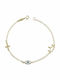 Kontopoulos Kids Bracelet Chain in 9K Gold with Evil Eye Cross and Crown