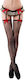 Roza 8823 Sexy Set Garters Leopard Fishnet Stockings & Bows