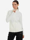 Fleece Γυναικεία Ζακέτα με Φερμουάρ White