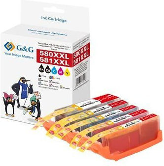 G&G Πακέτο Συμβατών Μελανιών Εκτυπωτή InkJet Canon PGI-580, CLI-581 Πολλαπλό (Color) 1τμχ