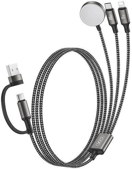 XO Geflochten USB zu Typ-C,TC-TC / Blitzschlag Kabel Schwarz 1.2m (249-0253)
