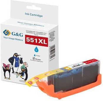 G&G Compatible Inkjet Printer Ink Canon CLI-551C XL 665 Pages Cyan 1pcs