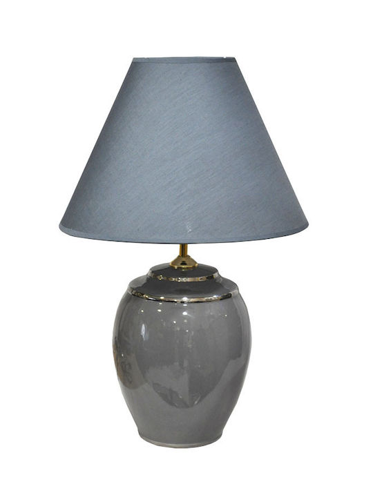 Ceramic Table Lamp with Gray Shade and Base