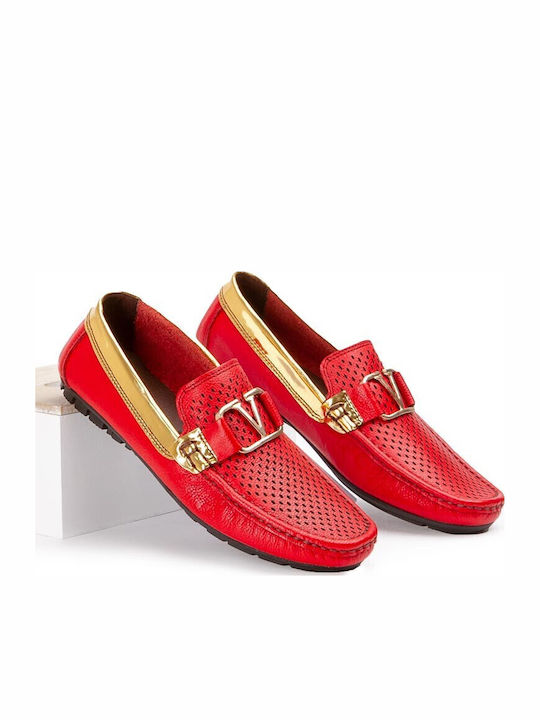 Men's Leather Moccasins Red