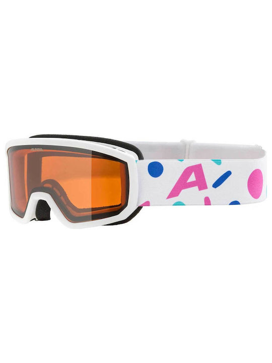 Alpina Μάσκα Σκι & Snowboard Ενηλίκων Λευκή με Φακό σε Πορτοκαλί Χρώμα