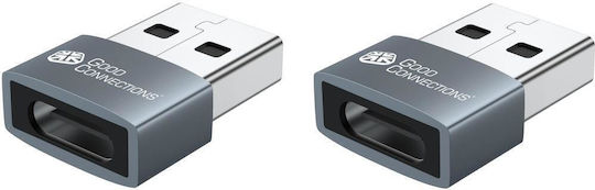 Good Connections Convertor USB-A feminin în USB-C masculin Gri 1buc USB-AD203