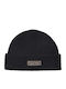 Patch Beanie Unisex Beanie with Rib Knit in Black color