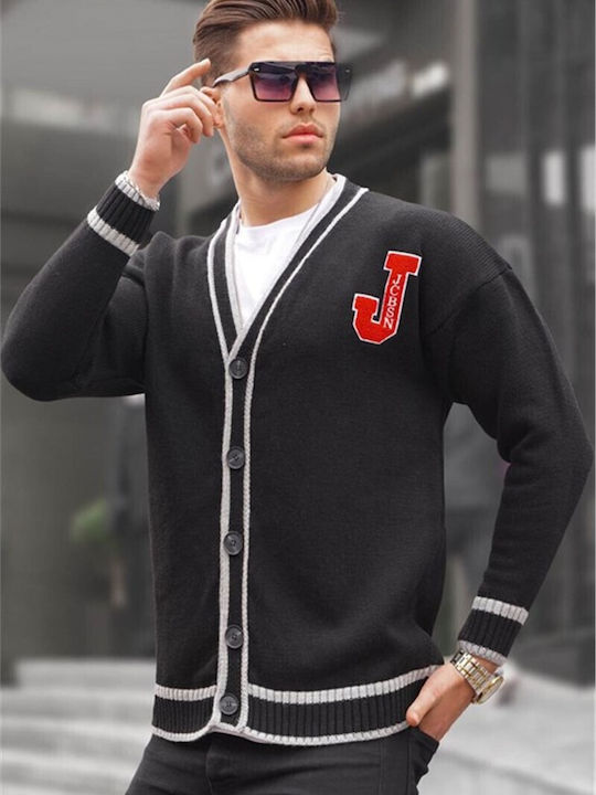 madmext Herren Strickjacke mit Knöpfen Black