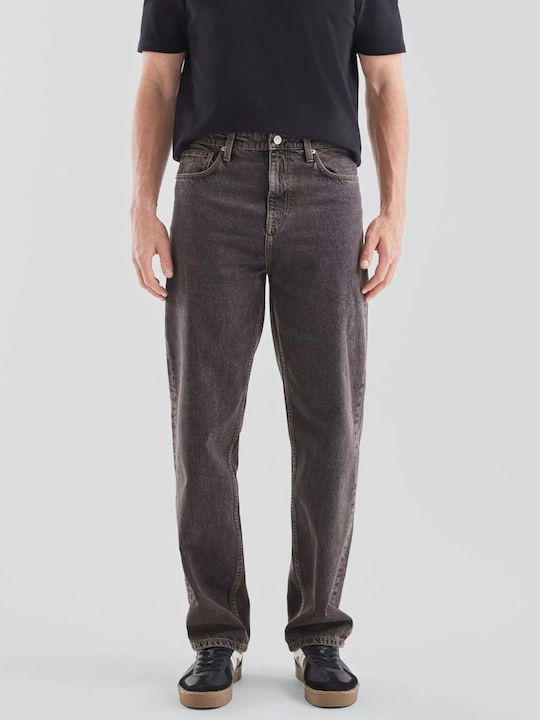 Pantaloni De Blugi Pentru Bărbați Lejeri Linie Straight Fit Gri Închis