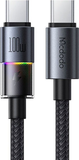 Mcdodo LED / Braided USB 2.0 Cable USB-C male - USB-C 100W Black 1.2m (CA-8200)