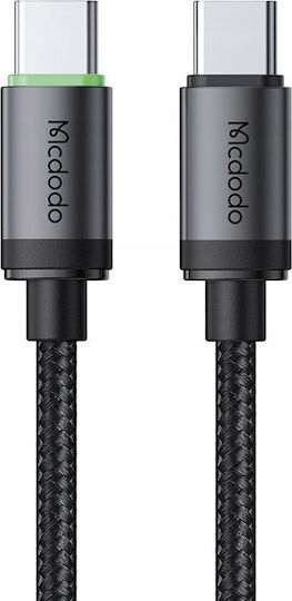 Mcdodo Braided / LED USB 2.0 Cable USB-C male - USB-C 60W PD Μαύρο 1m CA-4410