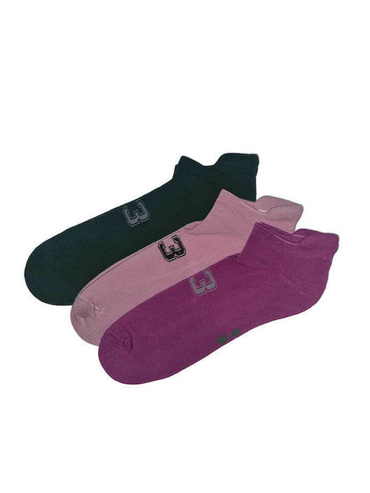 ME-WE Damen Socken Πρασινο-λιλα-μωβ 3Pack