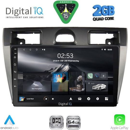 Digital IQ Car Audio System for Ford Fiesta 2005-2008 (Bluetooth/USB/WiFi/GPS/Apple-Carplay/Android-Auto) with Touch Screen 9"