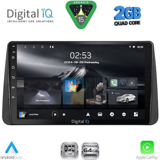 Digital IQ Car Audio System for Fiat Tipo 2018-2023 (Bluetooth/USB/WiFi/GPS/Apple-Carplay/Android-Auto) with Touch Screen 9"
