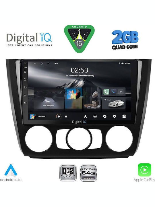 Digital IQ Car Audio System for BMW Series 1 2004-2013 with A/C (Bluetooth/USB/WiFi/GPS/Apple-Carplay/Android-Auto) with Touch Screen 9"
