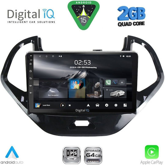 Digital IQ Ηχοσύστημα Αυτοκινήτου για Ford Ka 2017 (Bluetooth/USB/WiFi/GPS/Apple-Carplay/Android-Auto) με Οθόνη Αφής 9"