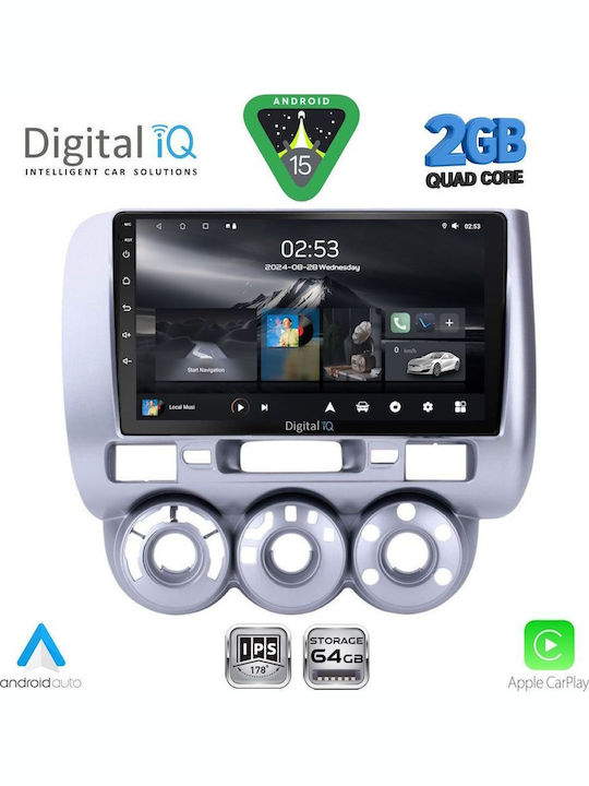 Digital IQ Sistem Audio Auto pentru Honda Jazz 2002-2008 cu A/C (Bluetooth/USB/WiFi/GPS/Apple-Carplay/Android-Auto) cu Ecran Tactil 9"