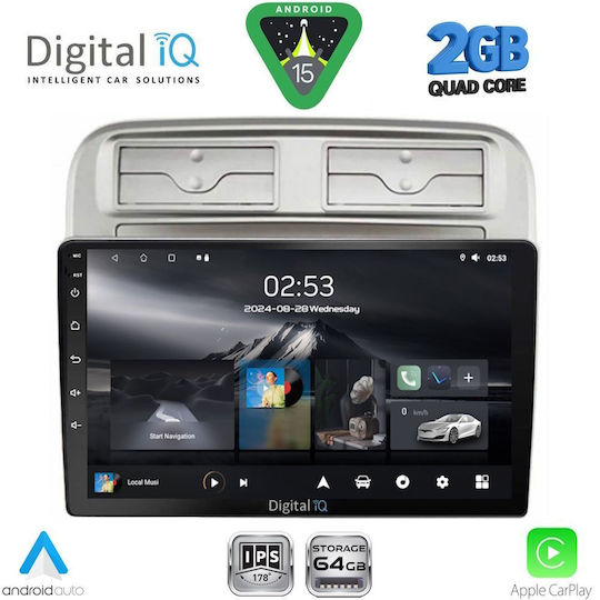 Digital IQ Car Audio System for Fiat Grande Punto 2005-2012 (Bluetooth/USB/WiFi/GPS/Apple-Carplay/Android-Auto) with Touch Screen 9"