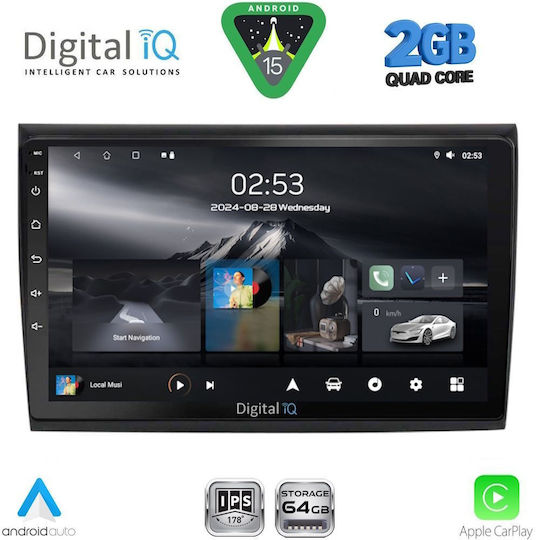 Digital IQ Ηχοσύστημα Αυτοκινήτου για Fiat Bravo 2007-2019 (Bluetooth/USB/WiFi/GPS/Apple-Carplay/Android-Auto) με Οθόνη Αφής 9"