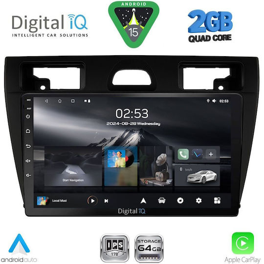 Digital IQ Car Audio System for Ford Fiesta 2005-2008 (Bluetooth/USB/WiFi/GPS/Apple-Carplay/Android-Auto) with Touch Screen 9"