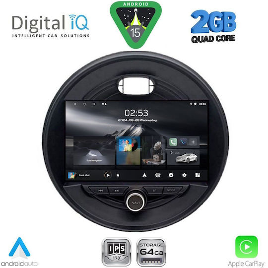 Digital IQ Car Audio System for Mini Cooper / Clubman / Roadster / Countryman 2014 (Bluetooth/USB/WiFi/GPS/Apple-Carplay/Android-Auto) with Touch Screen 9"