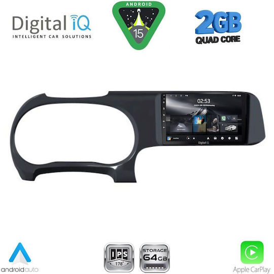 Digital IQ Car Audio System for Hyundai i10 2020 (Bluetooth/USB/WiFi/GPS/Apple-Carplay/Android-Auto) with Touch Screen 9"