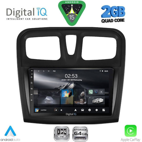 Digital IQ Ηχοσύστημα Αυτοκινήτου για Dacia Logan / Sandero 2012-2019 (Bluetooth/USB/WiFi/GPS/Apple-Carplay/Android-Auto) με Οθόνη Αφής 9"