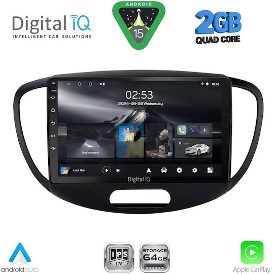 Digital IQ Ηχοσύστημα Αυτοκινήτου για Hyundai i10 2008-2013 (Bluetooth/USB/WiFi/GPS/Apple-Carplay/Android-Auto) με Οθόνη Αφής 9"