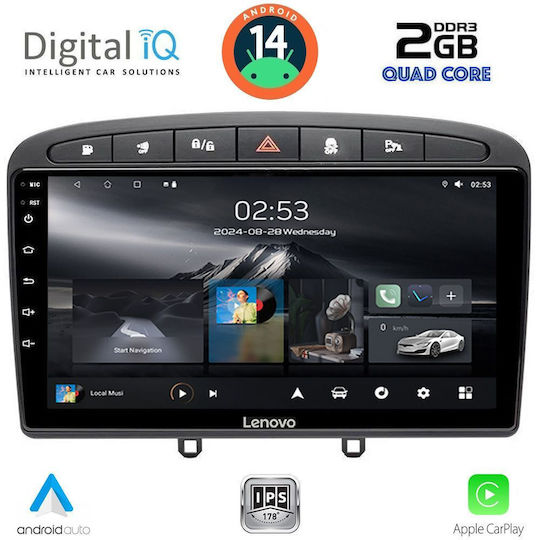 Digital IQ Ηχοσύστημα Αυτοκινήτου για Peugeot 308 / RCZ 2007-2012 (Bluetooth/USB/WiFi/GPS/Apple-Carplay/Android-Auto) με Οθόνη Αφής 9"