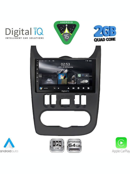 Digital IQ Car Audio System for Renault Logan Dacia Duster / Logan / Sandero 2006-2012 (Bluetooth/USB/WiFi/GPS/Apple-Carplay/Android-Auto) with Touch Screen 9"