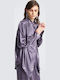 Women's Satin Long Sleeve Shirt Grey/silver