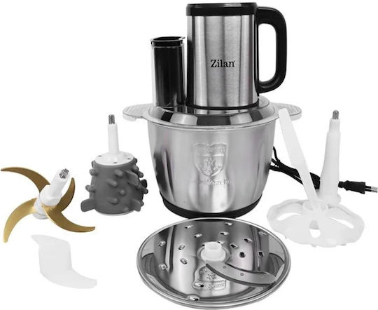 Zilan Procesor Alimentar Multifuncțional 500W Cu Recipient 3lt Și Vas Blender Gri