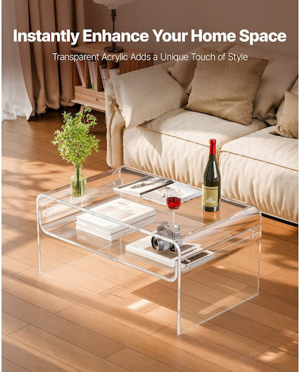 Rectangular Side Table Glass Transparent L50xW80xH38cm.