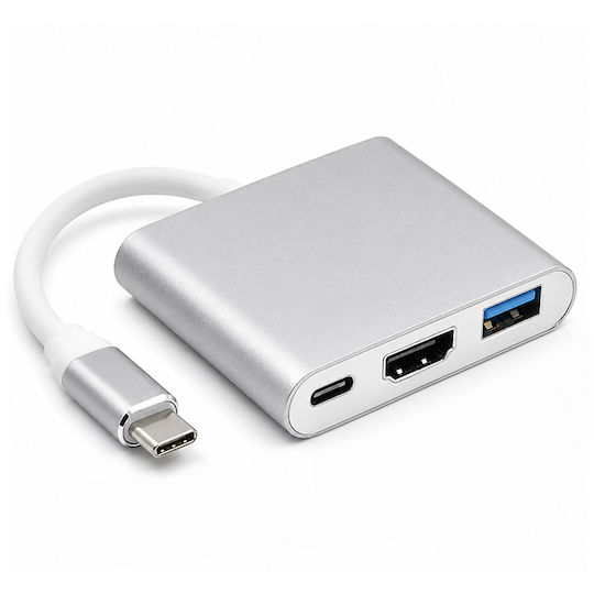 Platinet USB-C докинг станция с 4K, PD и Ethernet, сива (PMH01)