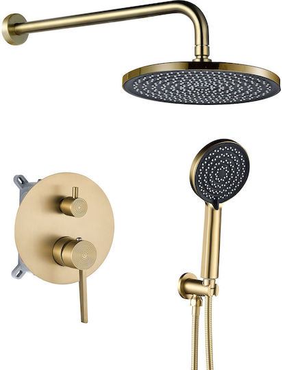 Rea Built-in Mixer, Hand Shower & Shower Head Set for Shower Gold