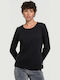 Damen Bluse Baumwolle Langärmelig Black