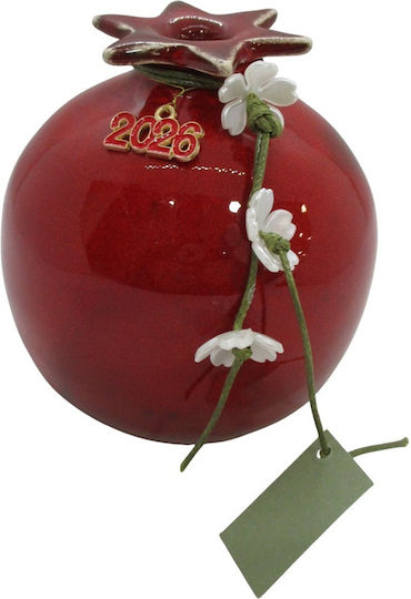 Handmade Lucky Charm Pomegranate Red Ceramic 8x10cm 1pcs