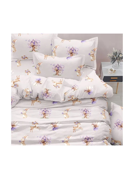 Borea Set Pătură Pentru Copii Single Cu Față De Pernă Magic Garden Alb 160x220cm