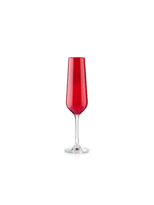 Bohemia Set Gläser Champagner aus Kristall in Rot Farbe Mit Stiel 200ml 6Stück