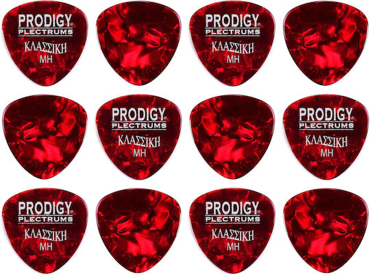 Prodigy Πένες Μπουζουκιού Plectrum Σετ 12τμχ Red Pearl Medium-Hard