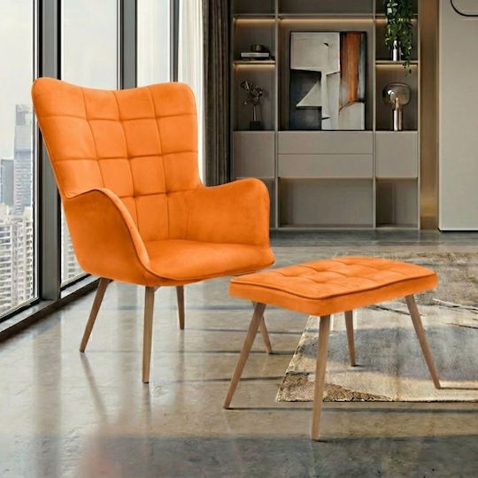 Μπερζέρα με Υποπόδιο 70x62x98cm Κροκί