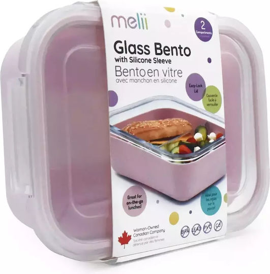Melii Cutie De Prânz Din Sticlă Roz Cu Compartimente 740ml