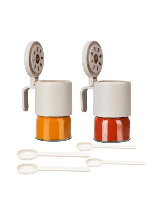 Belle Vous Set 2 Bucăți Vaze Pentru Zahăr / Ceai / Cafea Cu Capac Din Sticlă Transparent 350ml 2 Bucăți