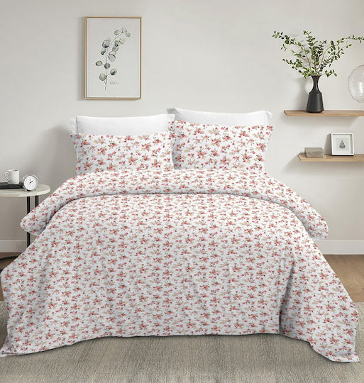 Olia Home Set Super dublu 4buc 160x200+35cm cu Elastic Roz