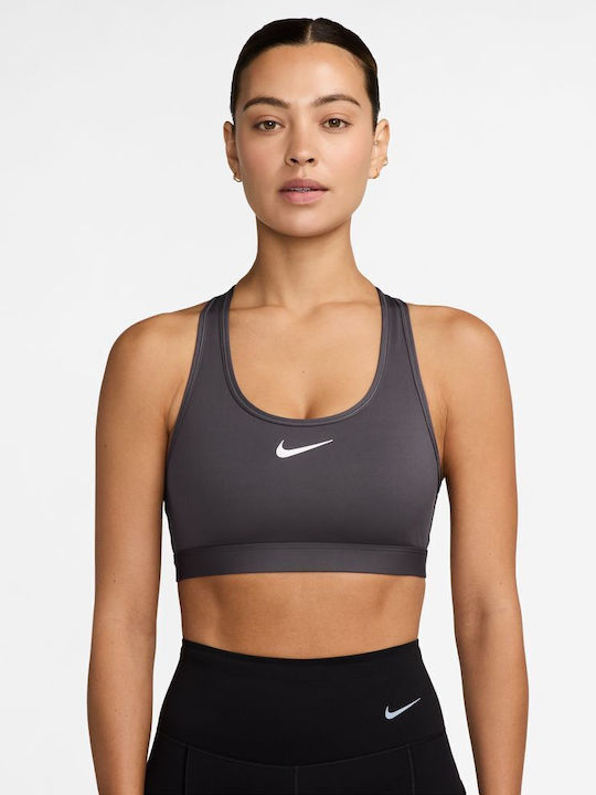 Nike Dri-Fit Swoosh Γυναικείο Μπουστάκι Γκρι