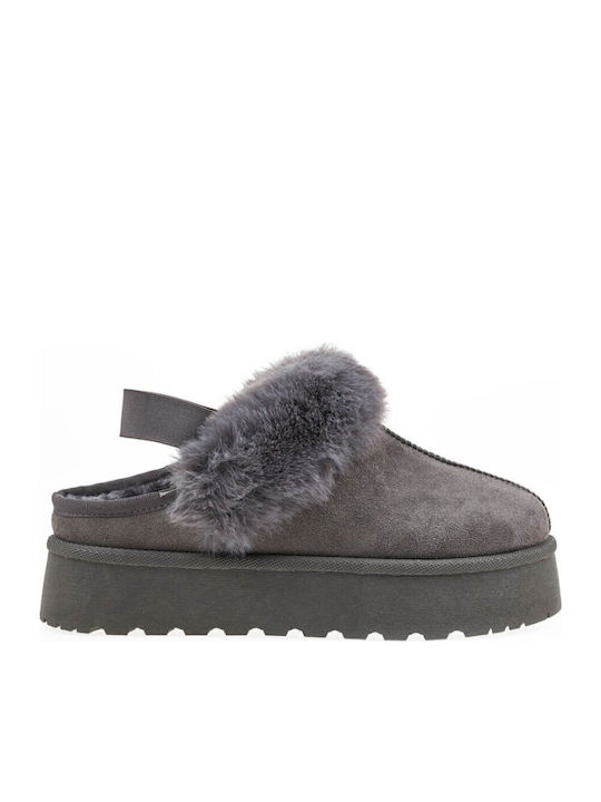 Mules mit Absatz in Gray Farbe
