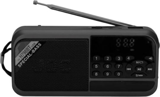 PR-798 Ραδιοφωνάκι Επαναφορτιζόμενο με USB Μαύρο