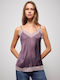 Cotton Purple Women's Tank Top with Spaghetti Strap