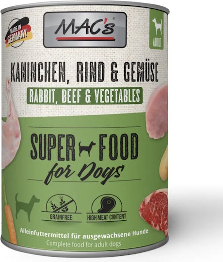 Wet Food Dogs in Cans with Rabbit, Beef, Vegetables, Meat, Carrot and Potatoes Grain-Free 400gr