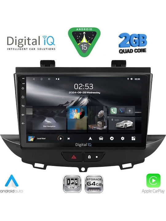 Digital IQ Auto-Audiosystem für Opel Crossland / Grandland 2017 (Bluetooth/USB/WiFi/GPS/Apple-Carplay/Android-Auto) mit Touchscreen 9"